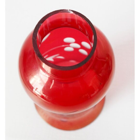 Cranberry Cut Glass Chimney Hurricane Lamp Shade Replacement - Picture 5 of 6